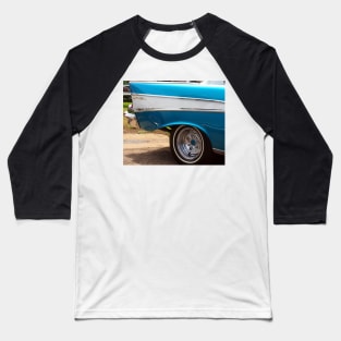 Chevrolet Blue and White Classic Bel Air Muscle Car Baseball T-Shirt